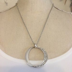 Vintage smoky stone silver pendant on chain